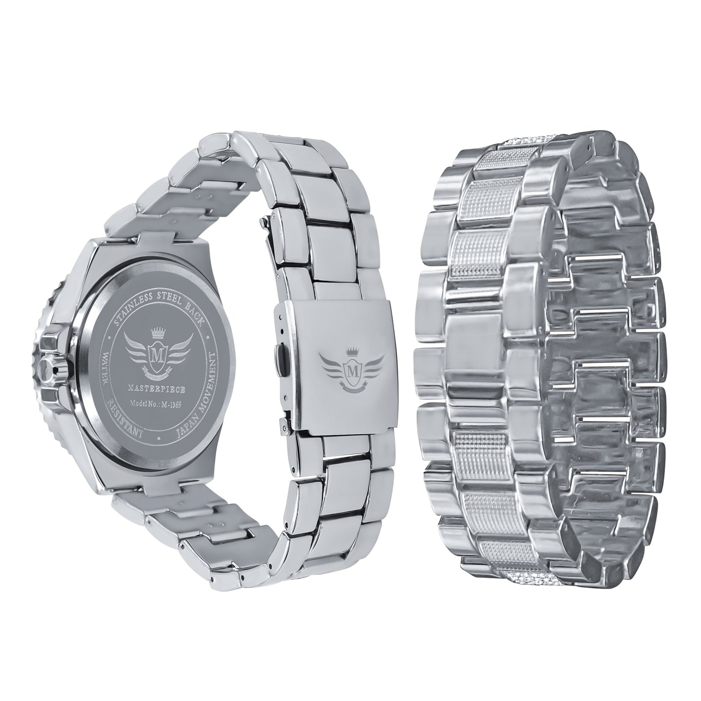 INTERSTELLAR DIVERS BEZEL ICED OUT WATCH & BRACELET SET | 530921