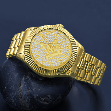 ARIES MASONIC ICED OUT HIP HOP METAL WATCH | 562992