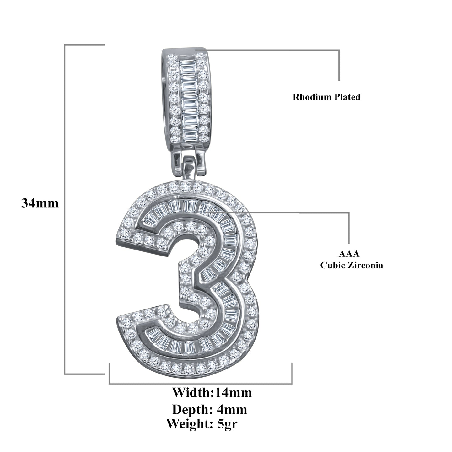 CIPHER STERLING SILVER (NUMERIC) PENDANT WITH CZ I 9218381
