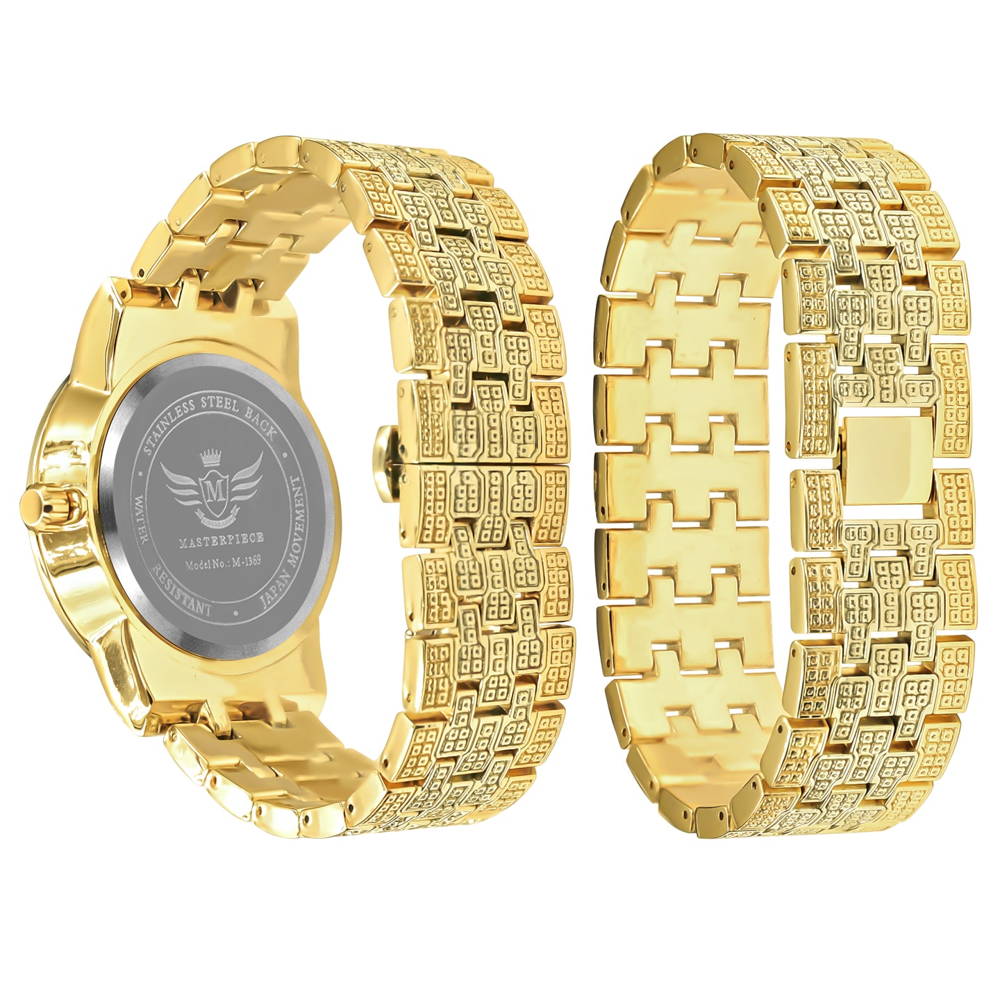CANDIDUS PRINCESS CUT ICED OUT WATCH & BRACELET SET I 530722