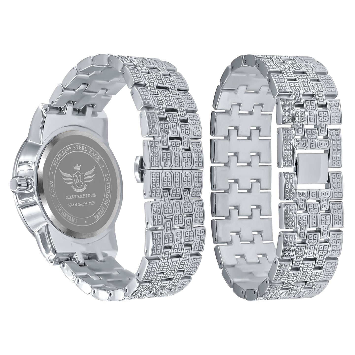 CANDIDUS PRINCESS CUT ICED OUT WATCH & BRACELET SET I 5307256