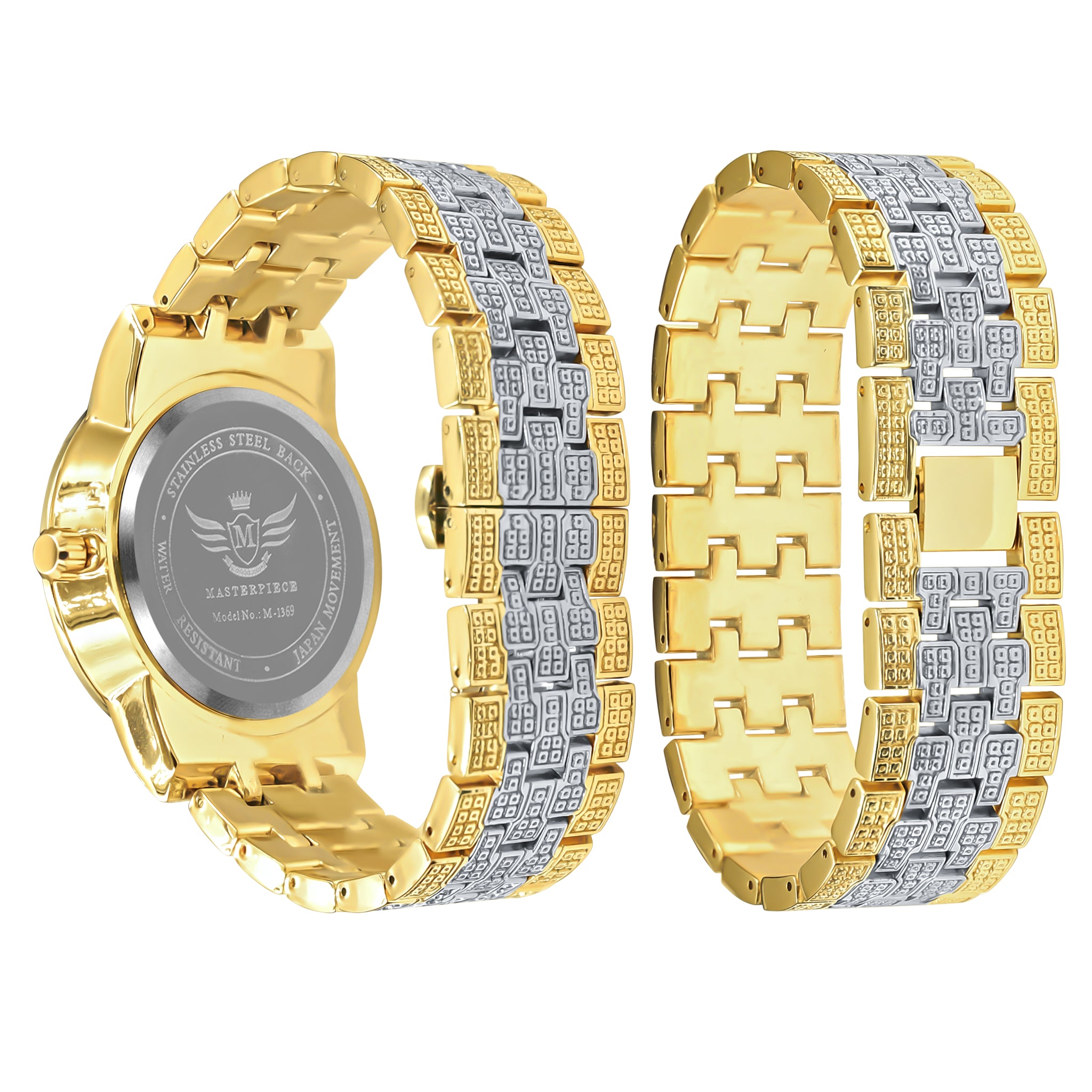 CANDIDUS PRINCESS CUT ICED OUT WATCH & BRACELET SET I 5307242