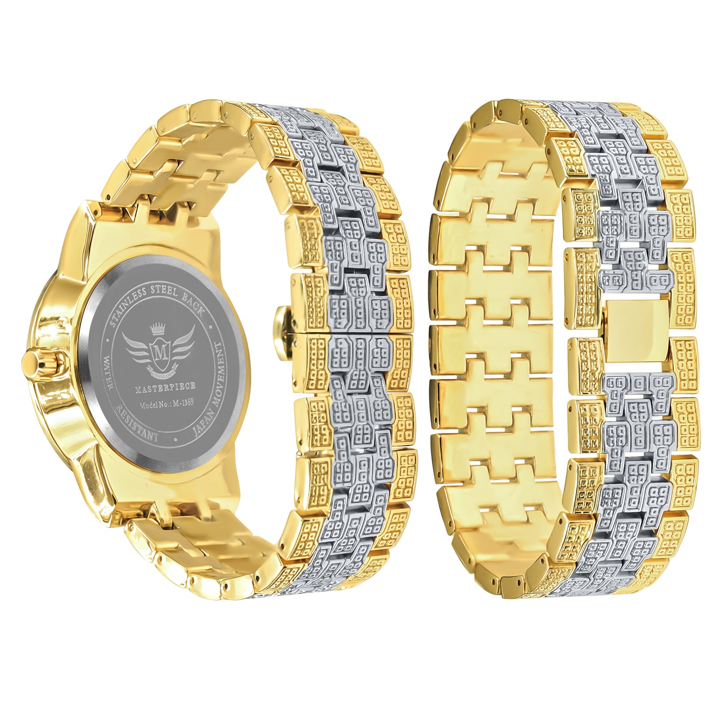 CANDIDUS PRINCESS CUT ICED OUT WATCH & BRACELET SET I 5307242