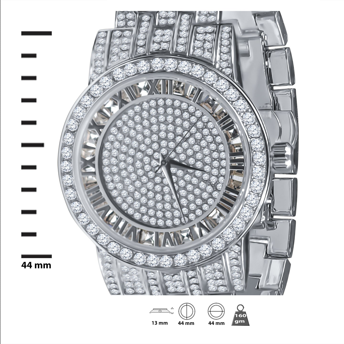 CANDIDUS PRINCESS CUT ICED OUT WATCH & BRACELET SET I 530721