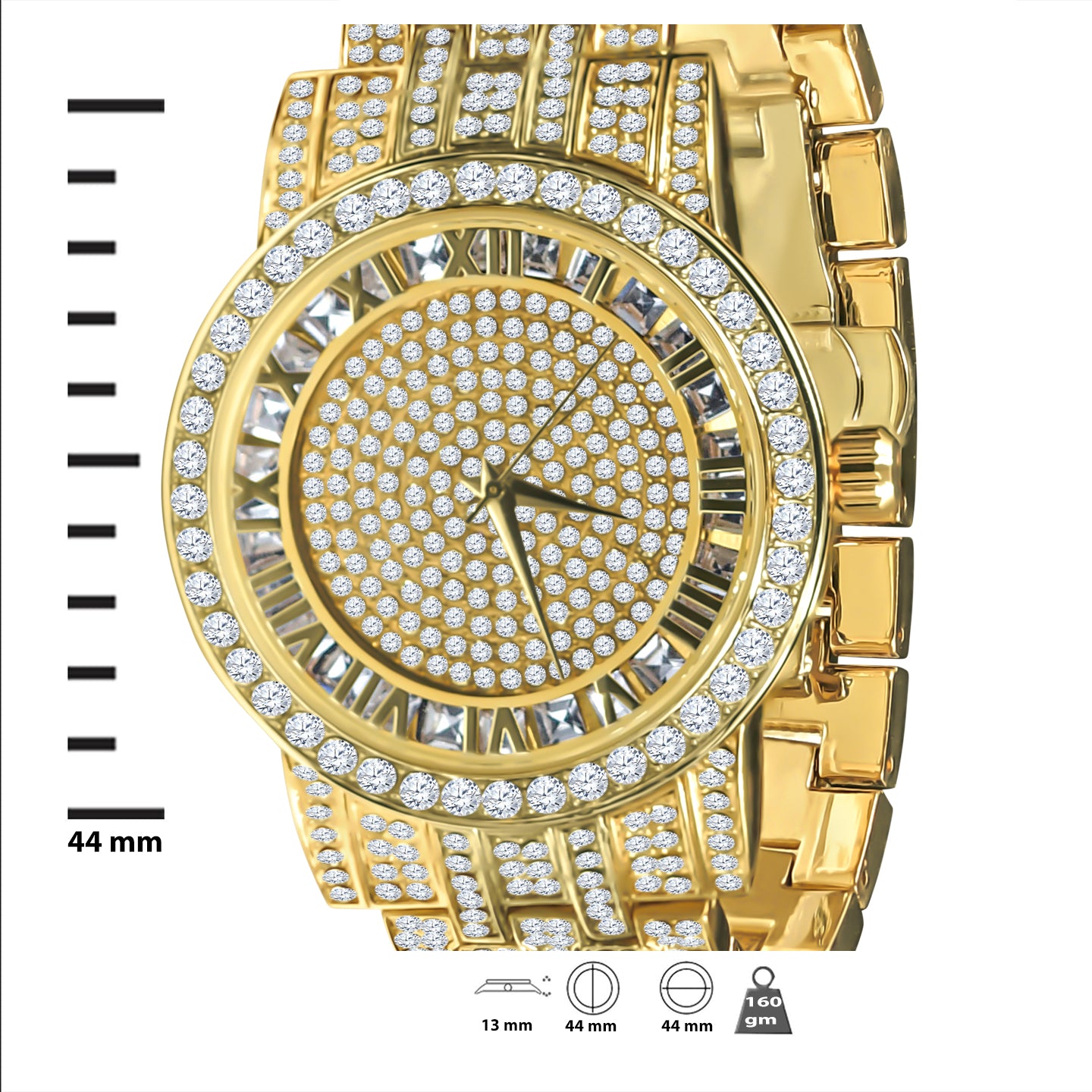 CANDIDUS PRINCESS CUT ICED OUT WATCH & BRACELET SET I 530722