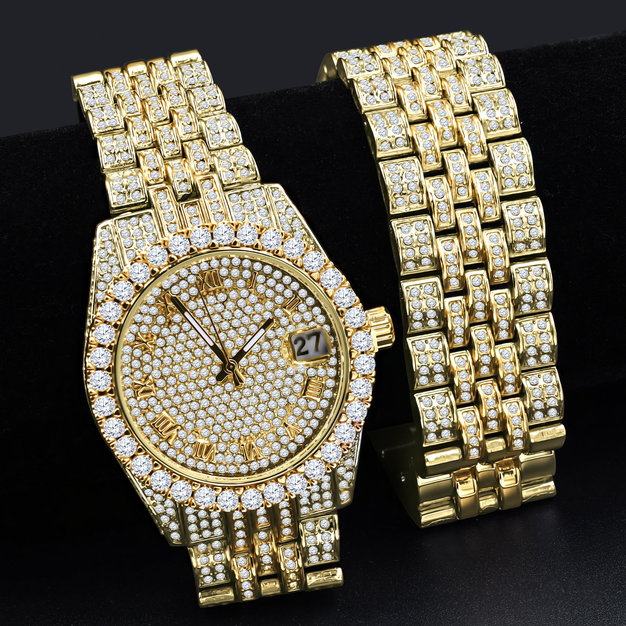 PURPUREUS 5-LINK ICED OUT WATCH & BRACELET SET I 530702