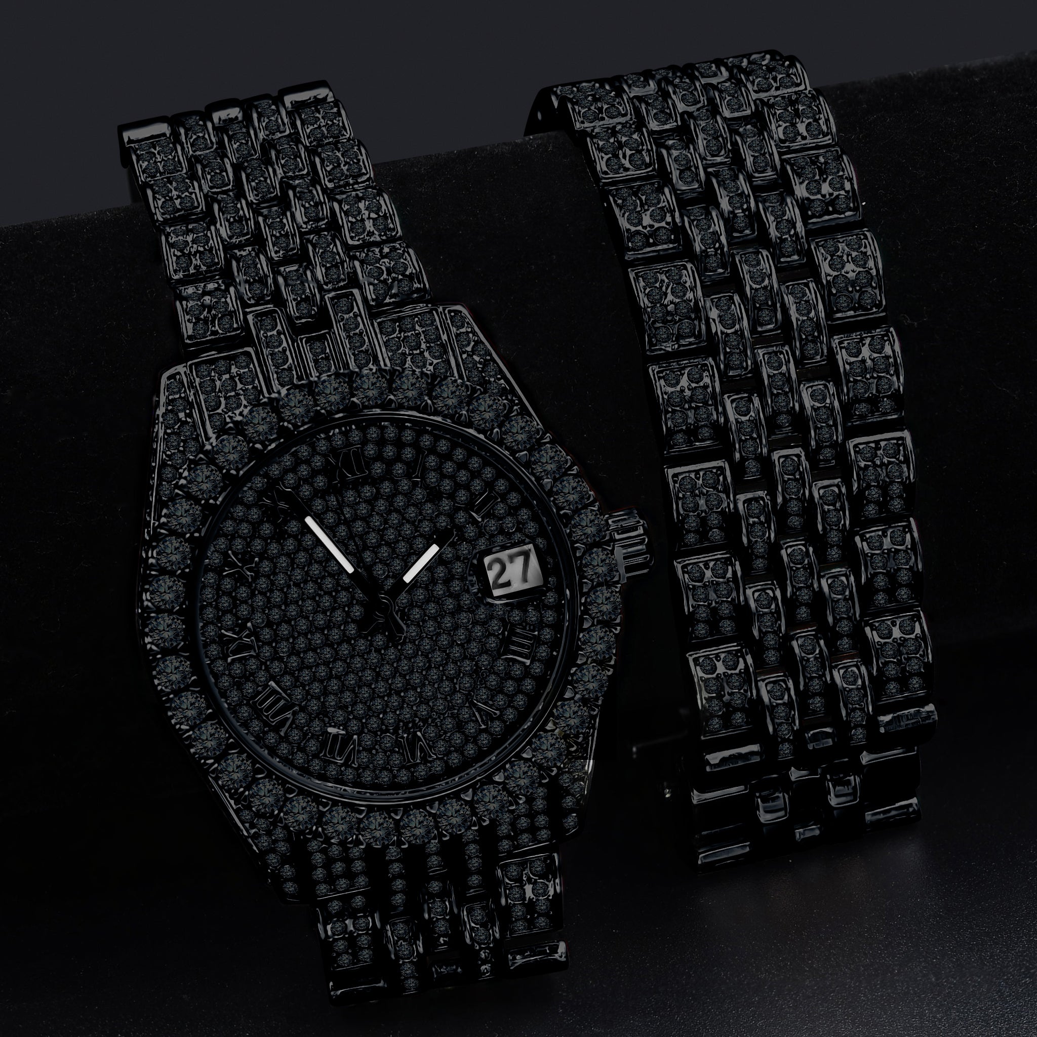 PURPUREUS 5-LINK ICED OUT WATCH & BRACELET SET I 530703