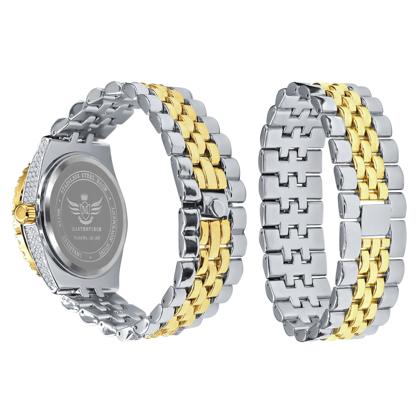 PURPUREUS 5-LINK ICED OUT WATCH & BRACELET SET I 5307042