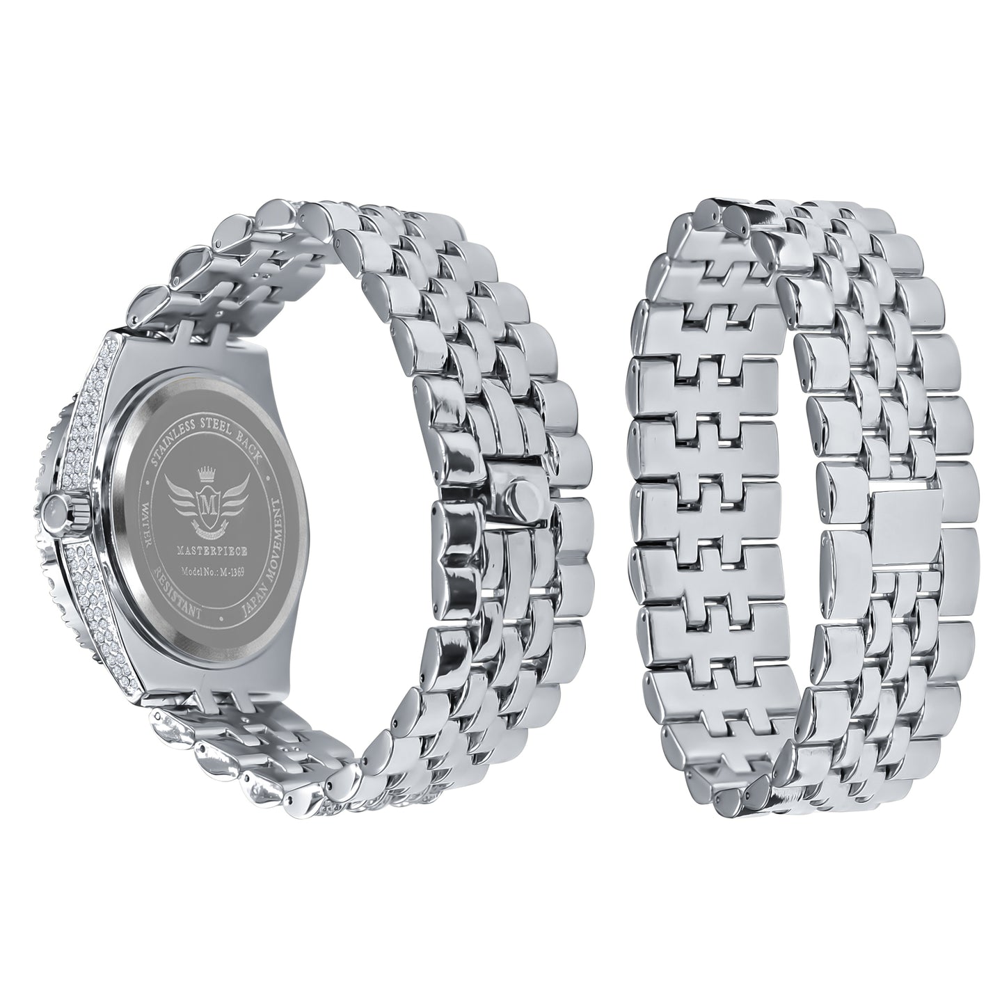 PURPUREUS 5-LINK ICED OUT WATCH & BRACELET SET I 530701