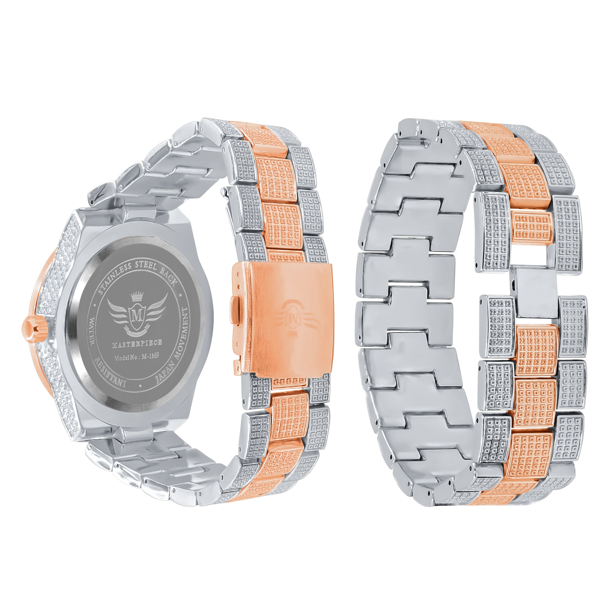 OYSTER BAGUETTE BEZEL ICED OUT WATCH & BRACELET SET | 5307518
