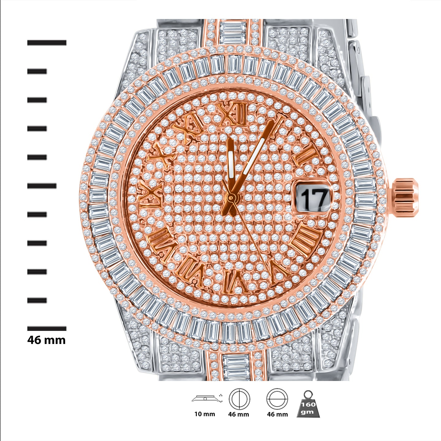 OYSTER BAGUETTE BEZEL ICED OUT WATCH & BRACELET SET | 5307518