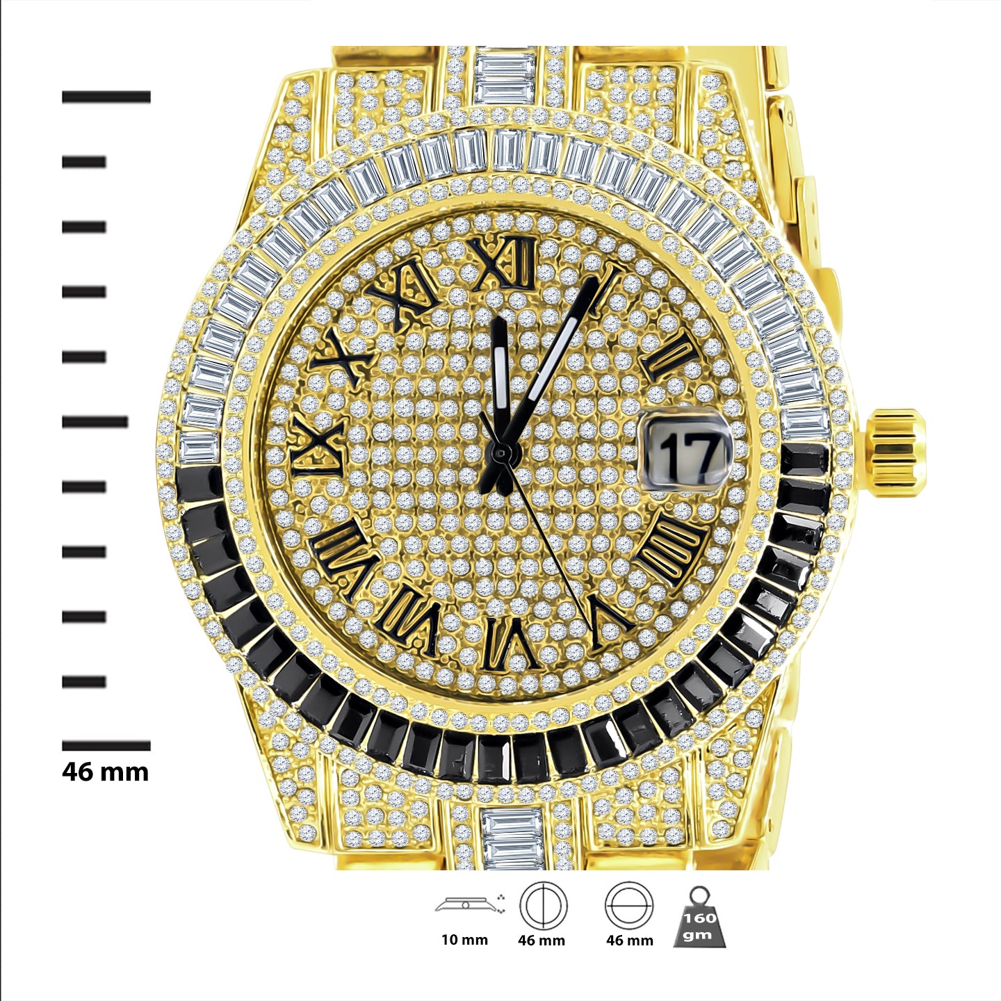 OYSTER BAGUETTE BEZEL ICED OUT WATCH & BRACELET SET | 530758