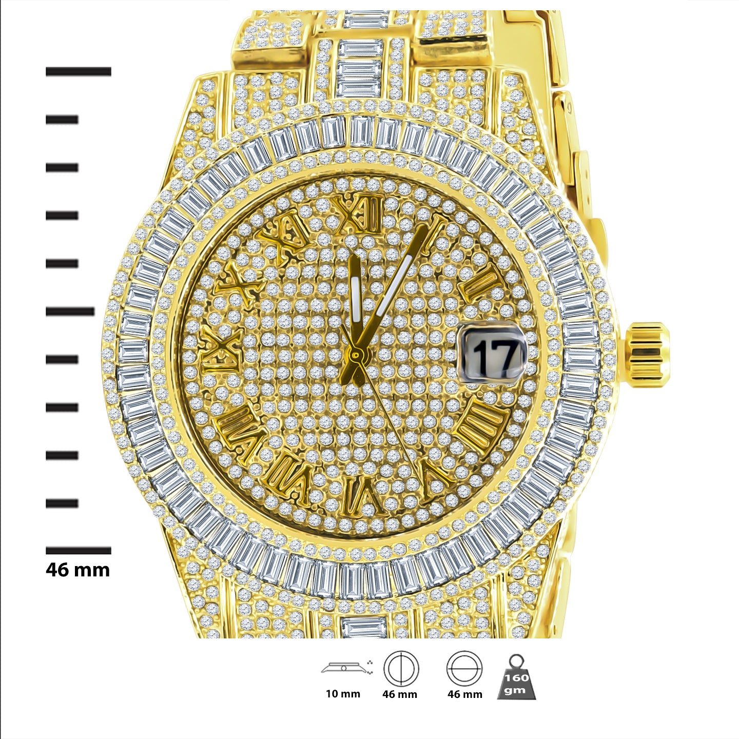 OYSTER BAGUETTE BEZEL ICED OUT WATCH & BRACELET SET | 530752