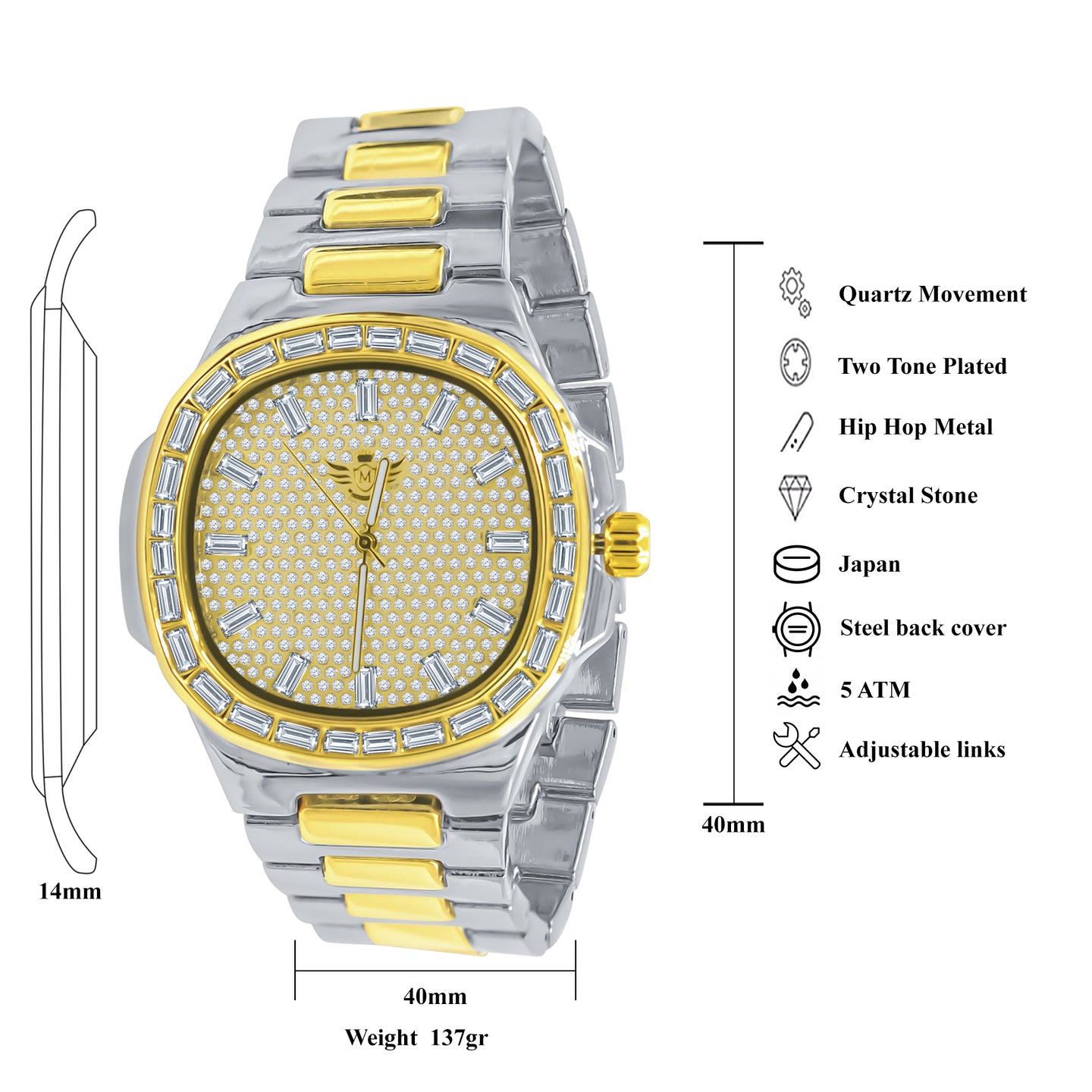 MIRABILIS HIP HOP METAL WATCH CRYSTAL I 5631442