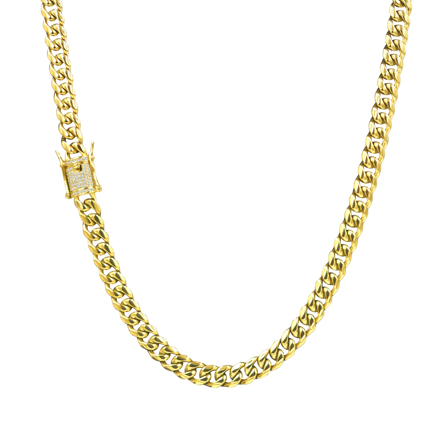 NERYZ 8MM 20" GOLD CUBAN ICED OUT CHAIN I 950742
