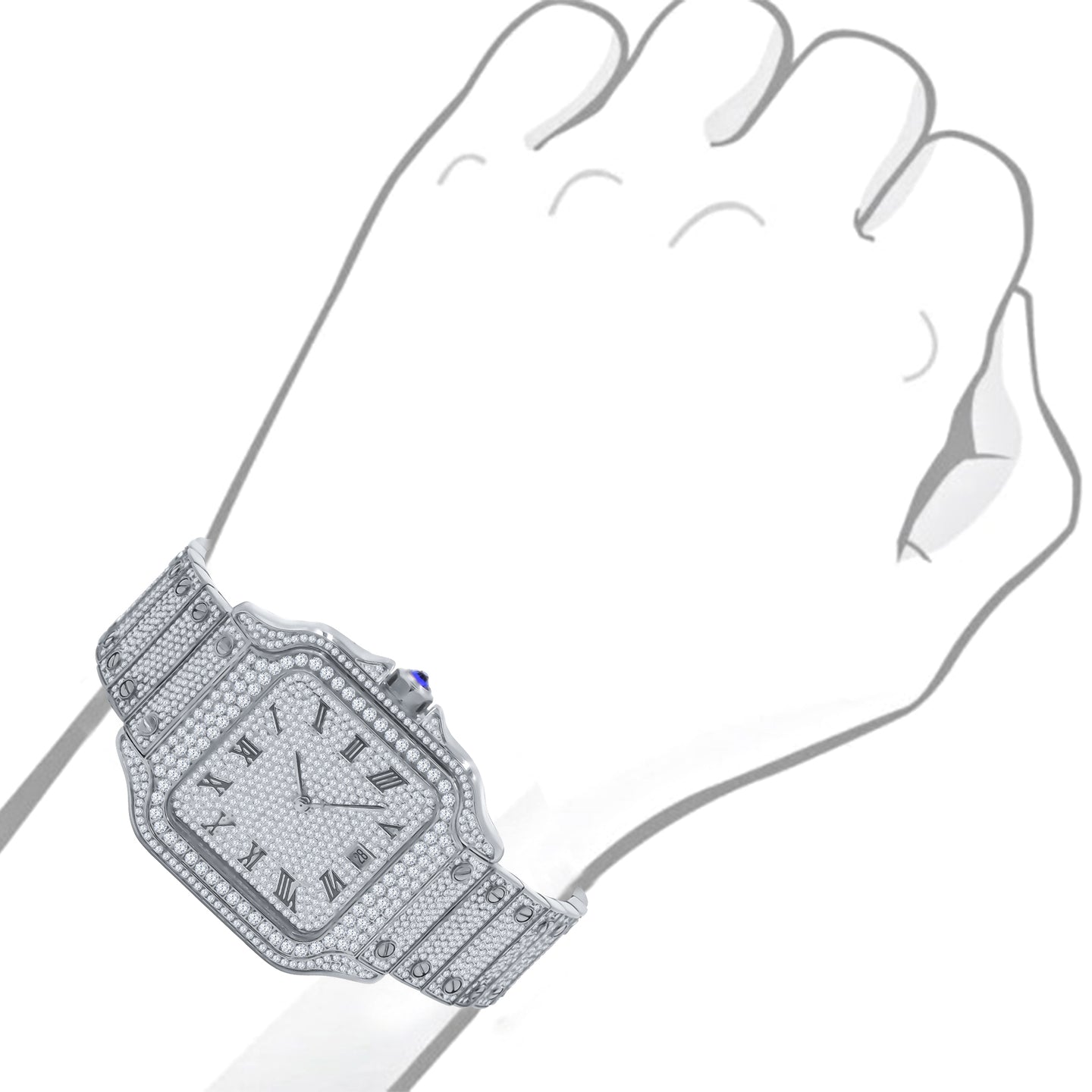 PRAEMIUM MOISSANITE DIAMOND STEEL WATCH | 590031