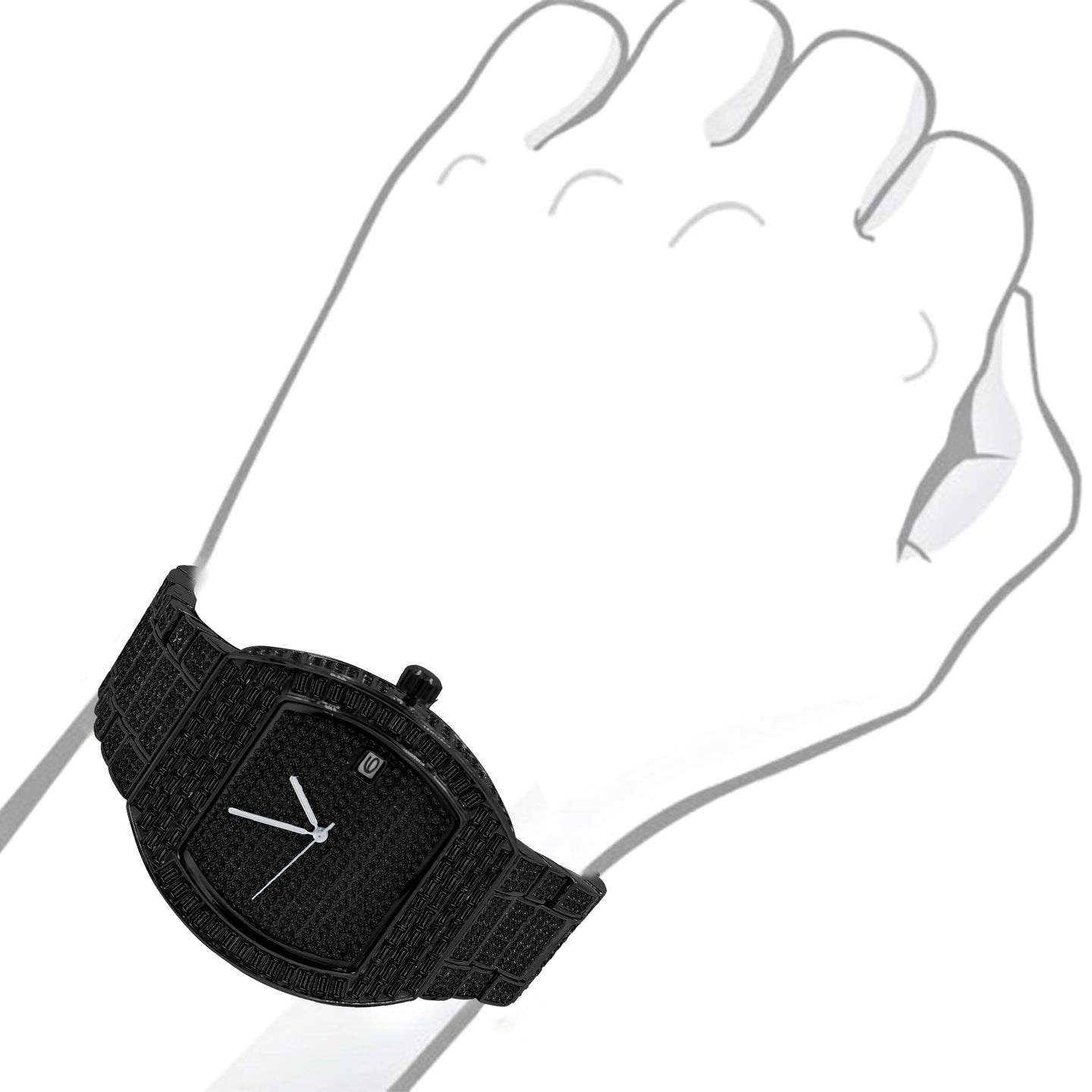 BOOGIE HIP HOP METAL WATCH CLEAR STONE |  563173