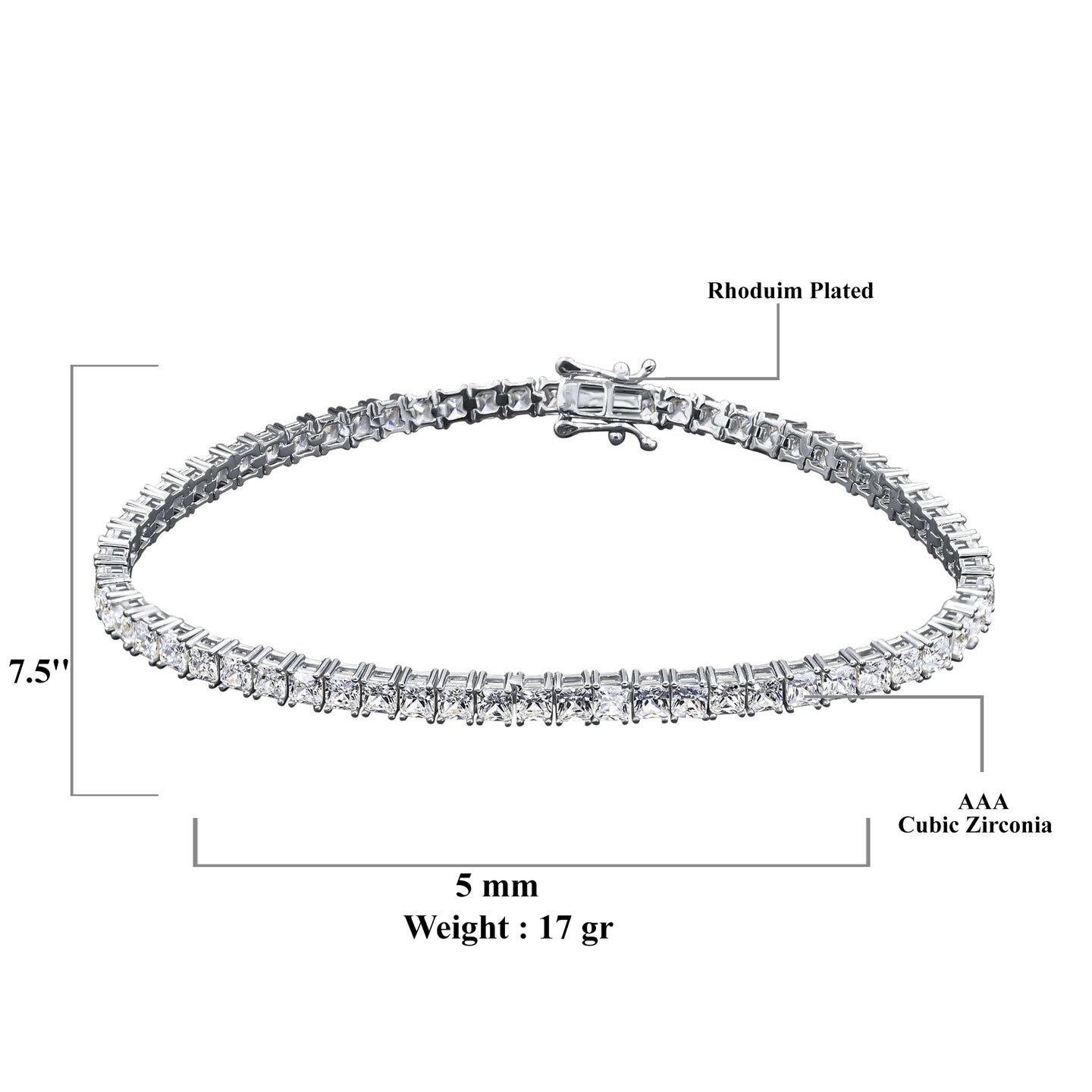 GEMMY 5MM STERLING SILVER BRACELET I  9220341