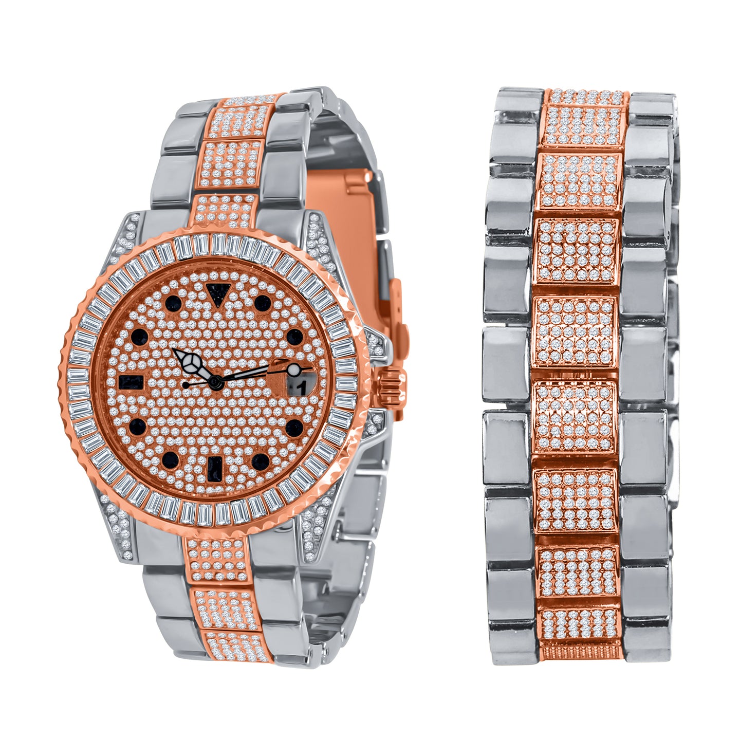 INTERSTELLAR DIVERS BEZEL ICED OUT WATCH & BRACELET SET | 5309218