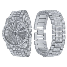 LUXE ROMAN INDEXED ICED OUT WATCH & BRACELET SET I 530711