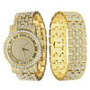 CANDIDUS PRINCESS CUT ICED OUT WATCH & BRACELET SET I 530722