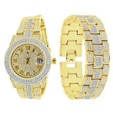 OYSTER BAGUETTE BEZEL ICED OUT WATCH & BRACELET SET | 530752