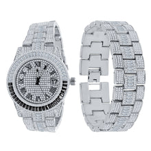 OYSTER BAGUETTE BEZEL ICED OUT WATCH & BRACELET SET | 530757