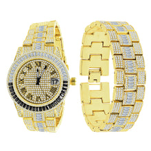 OYSTER BAGUETTE BEZEL ICED OUT WATCH & BRACELET SET | 530758