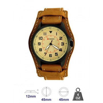 Curren Leather Band Water Resistant Watch For Men