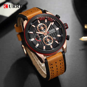 Curren LUNAR Mens Classic Fashion Leather Strap Watch  | 5410053