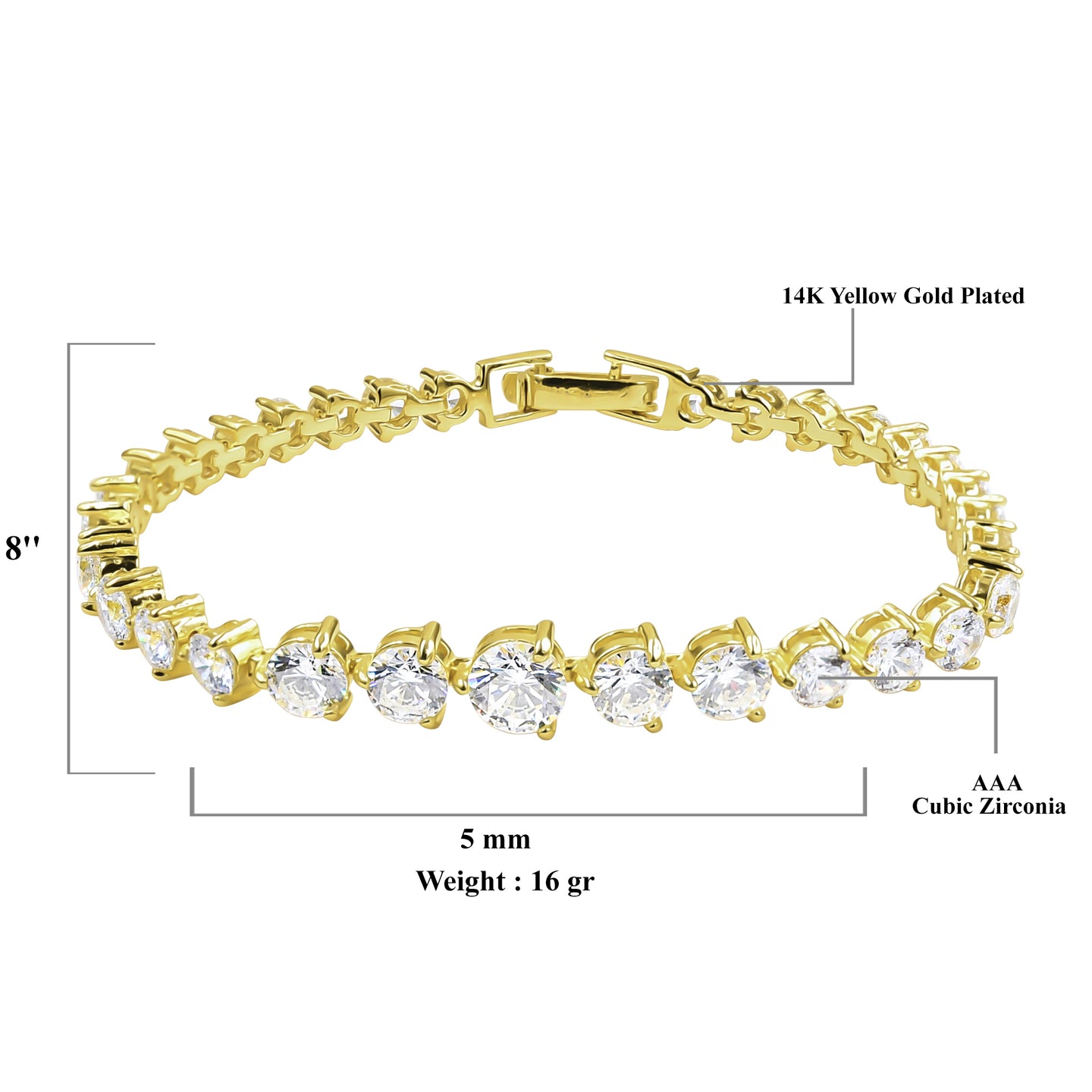 SERAC BRASS ICED OUT 8"  BRACELET CZ I 963001