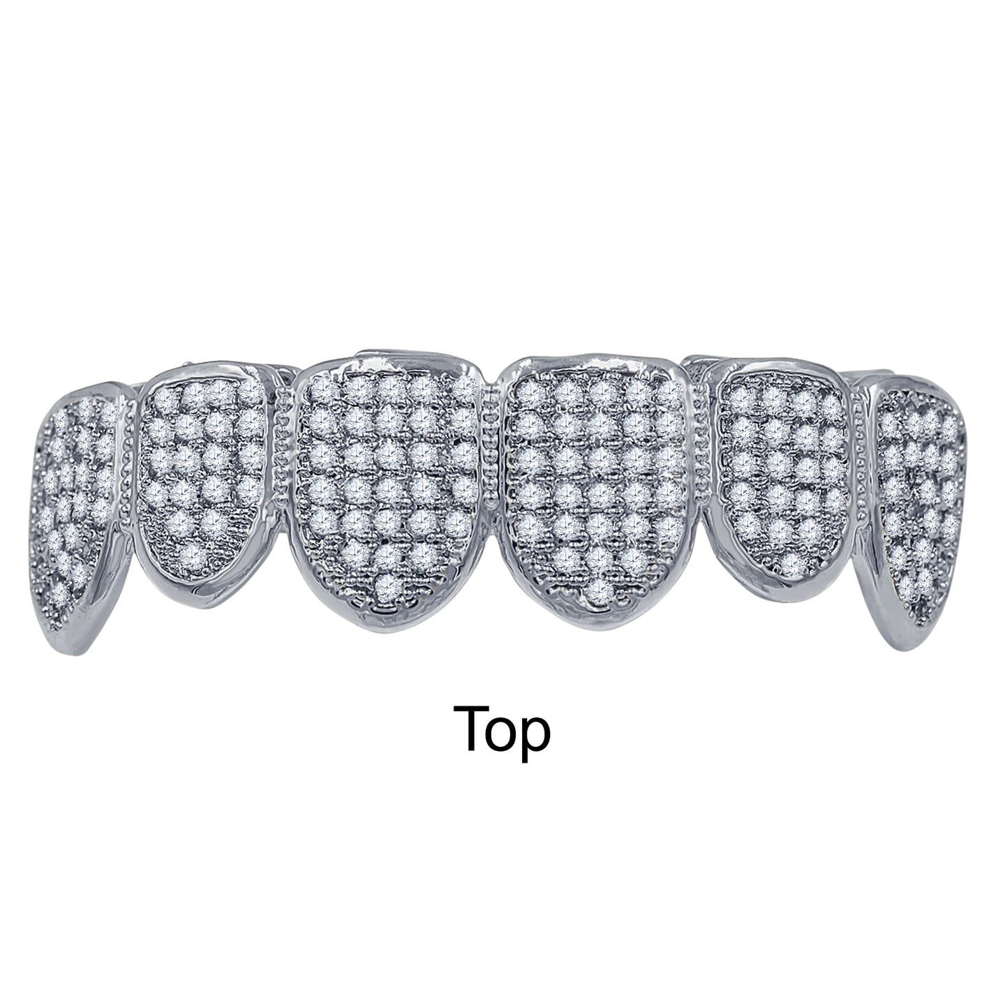 925 STERLING SILVER TOP AND BOTTOM CZ GRILLZ IN SILVER COLOR- 929841