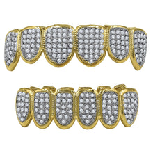 925 Sterling Silver Top and Bottom CZ  Grillz in Gold Color- 9298642