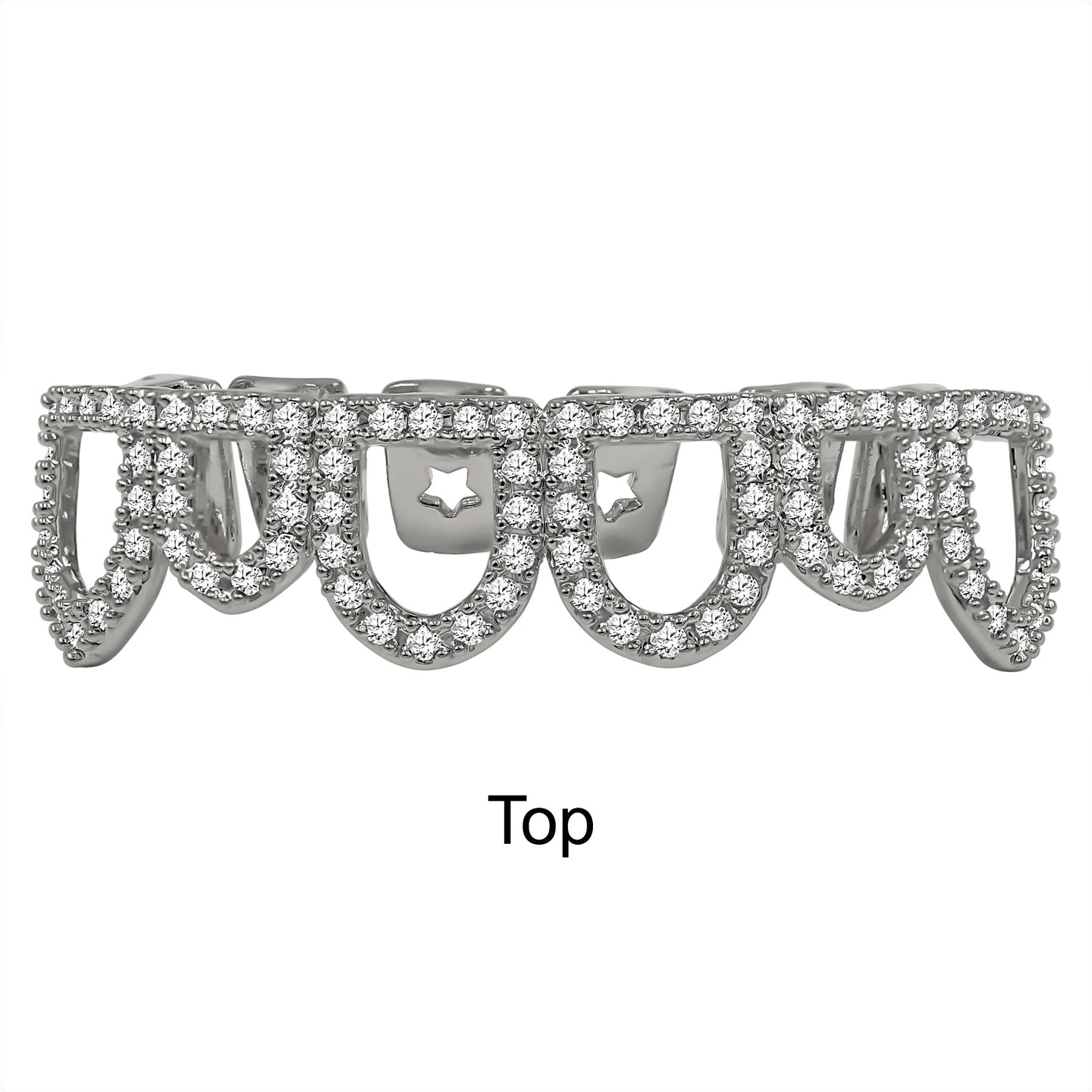 925 STERLING SILVER TOP AND BOTTOM CZ GRILLZ IN Silver COLOR-  929921
