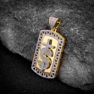 Dollar Cross Silver Pendant with CZ Stone-9210002