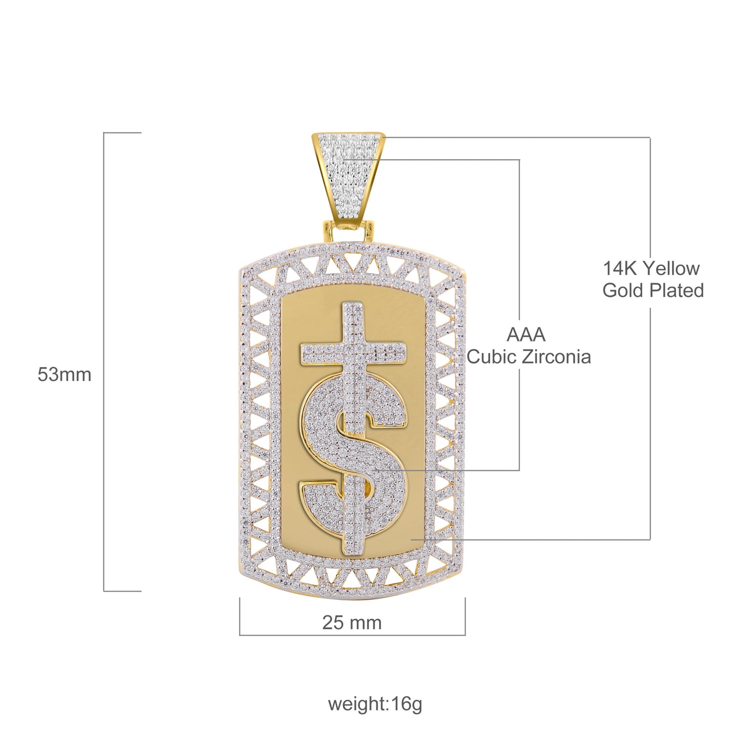 Dollar Cross Silver Pendant with CZ Stone-9210002
