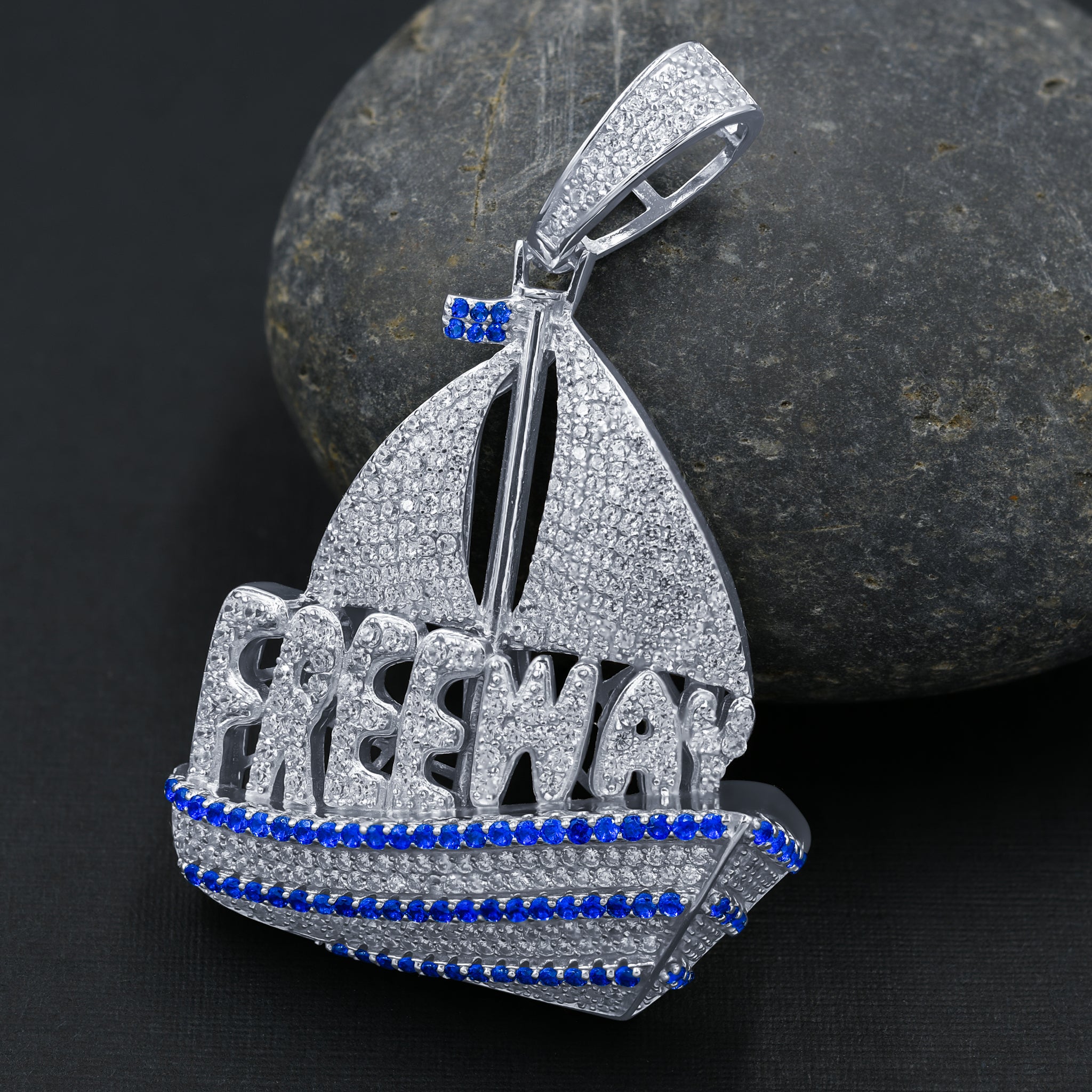 Pirate Ship 925 Pendant with CZ Stone  | 9210191