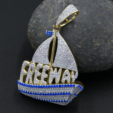 Pirate Ship 925 Pendant with CZ Stone  | 9210192