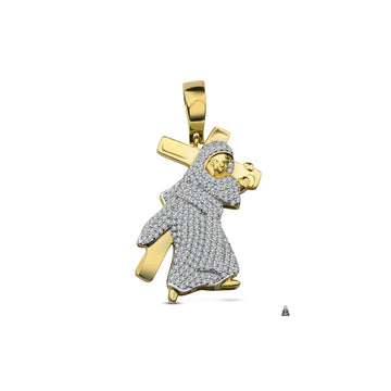 Silver-Jesus with Cross-Pendant-CZ-928682