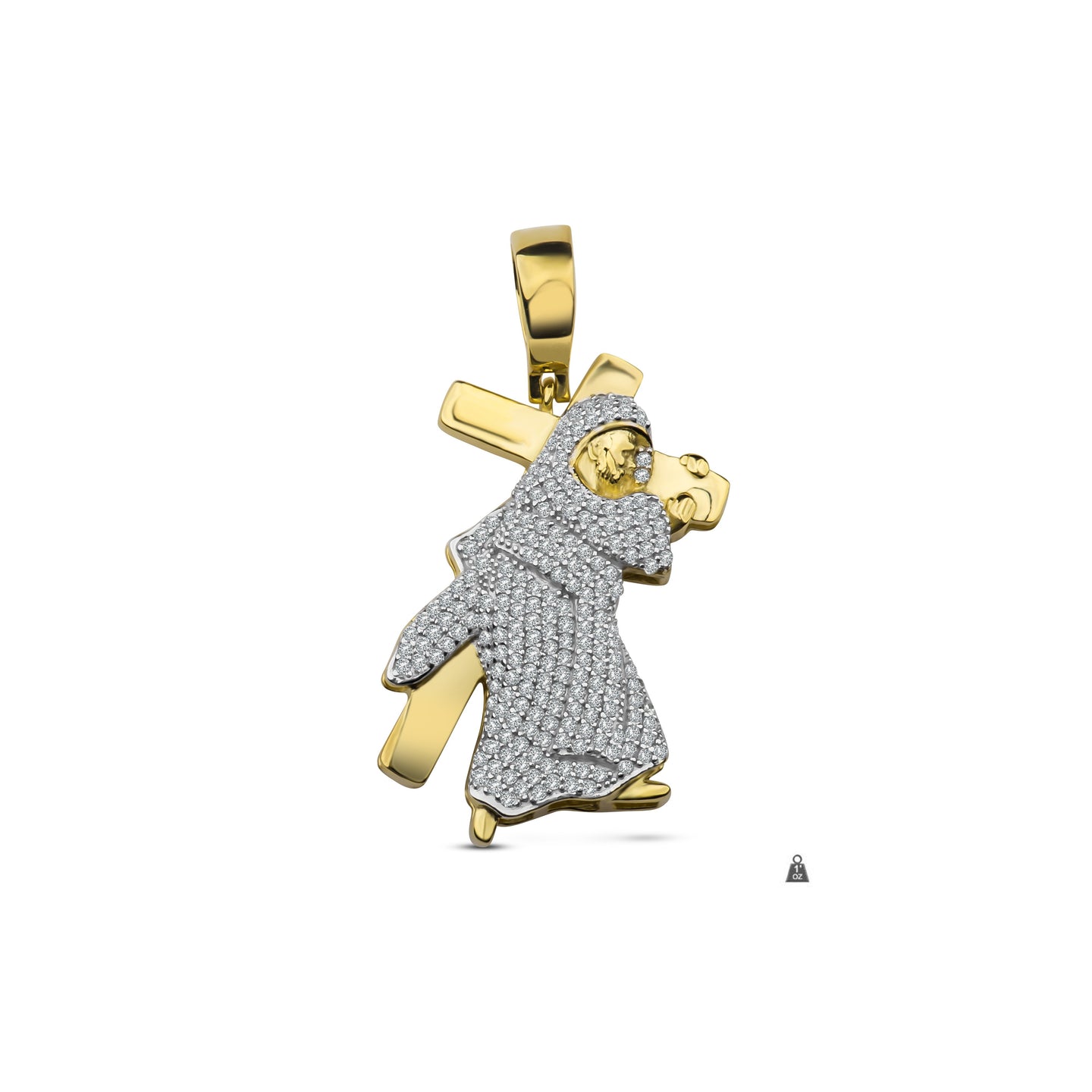 Silver-Jesus with Cross-Pendant-CZ-928682