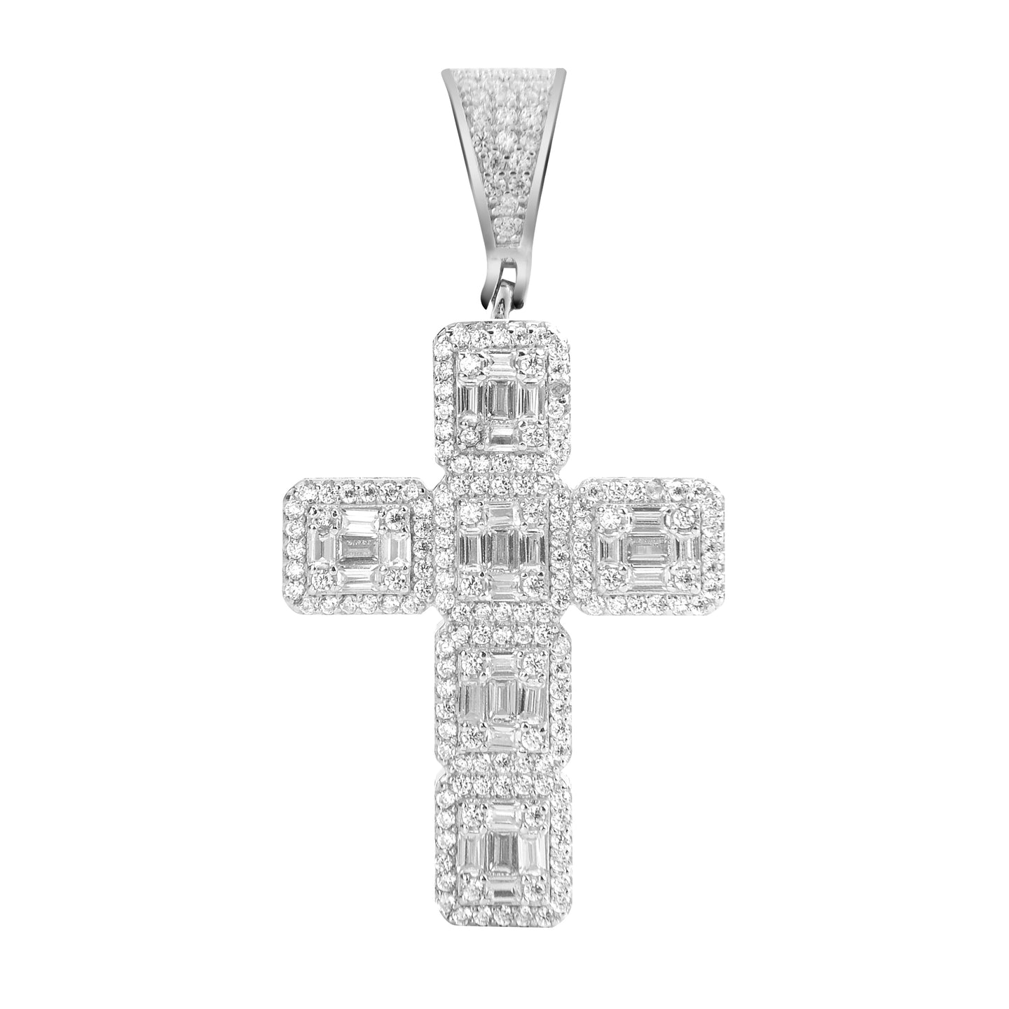 Cross Silver Pendant with CZ Stone-929981
