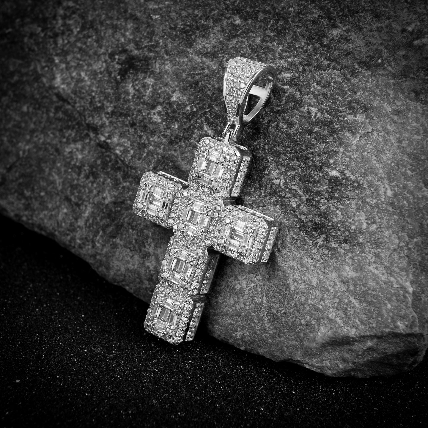 Cross Silver Pendant with CZ Stone-929981