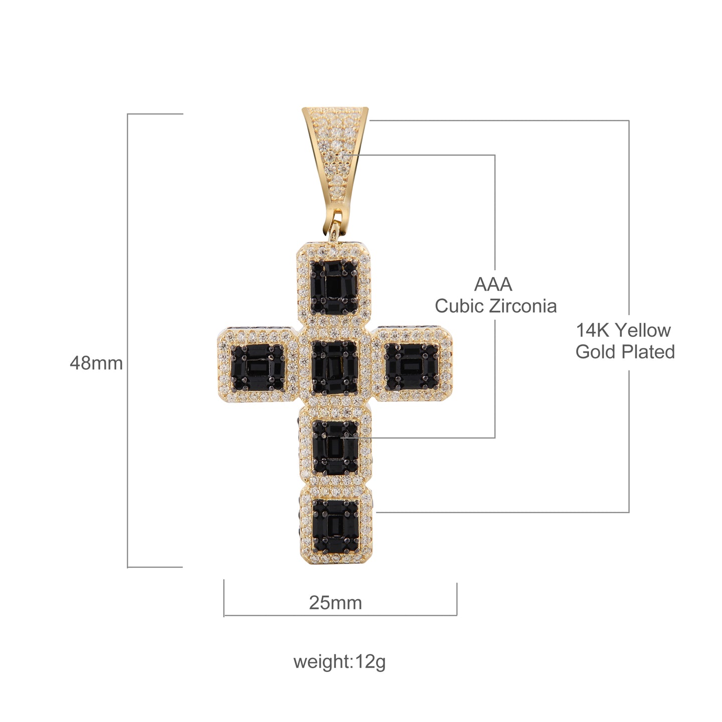 Cross Silver Pendant with CZ Stone-929988