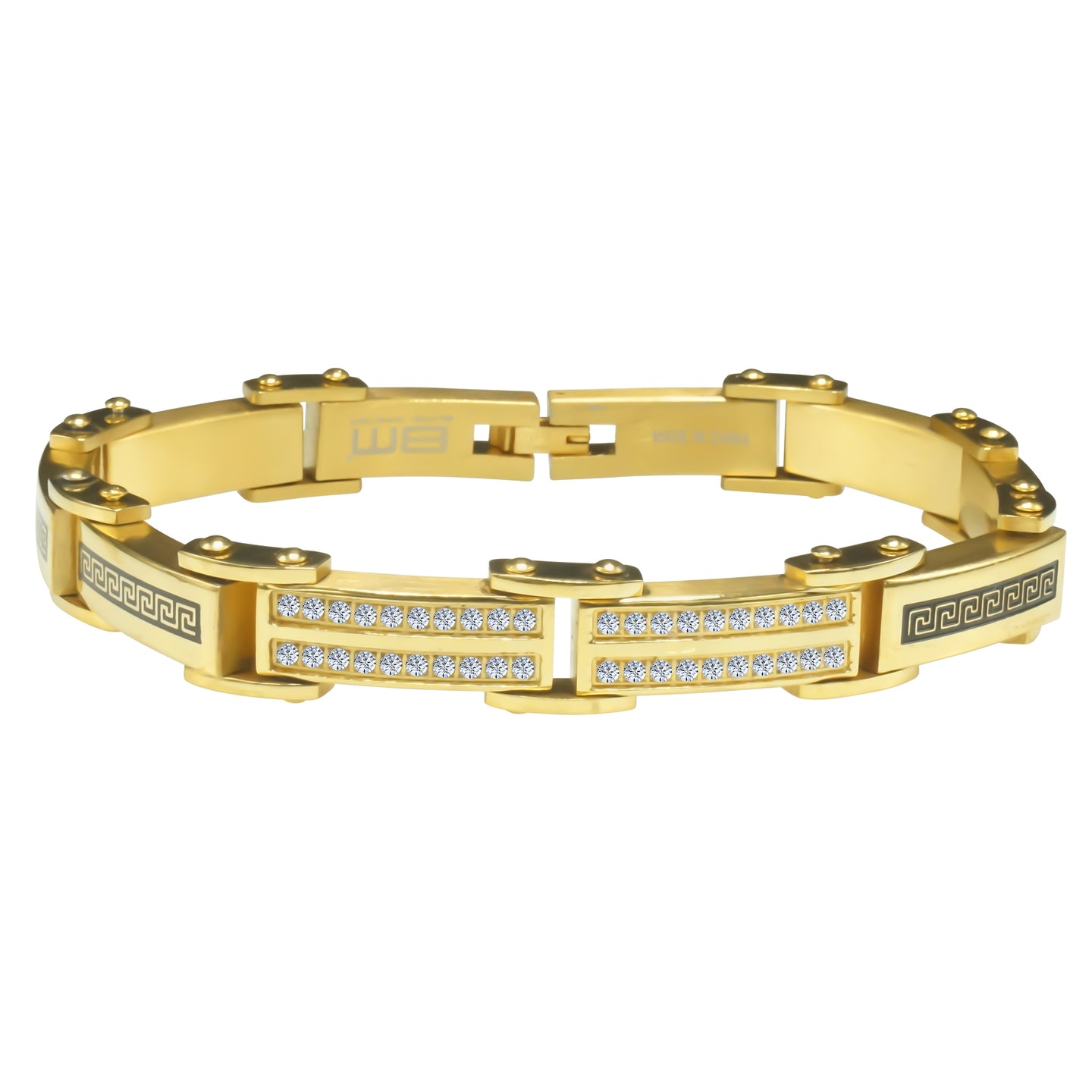 GOLD Greek Key with White CZ Bracelet 931722