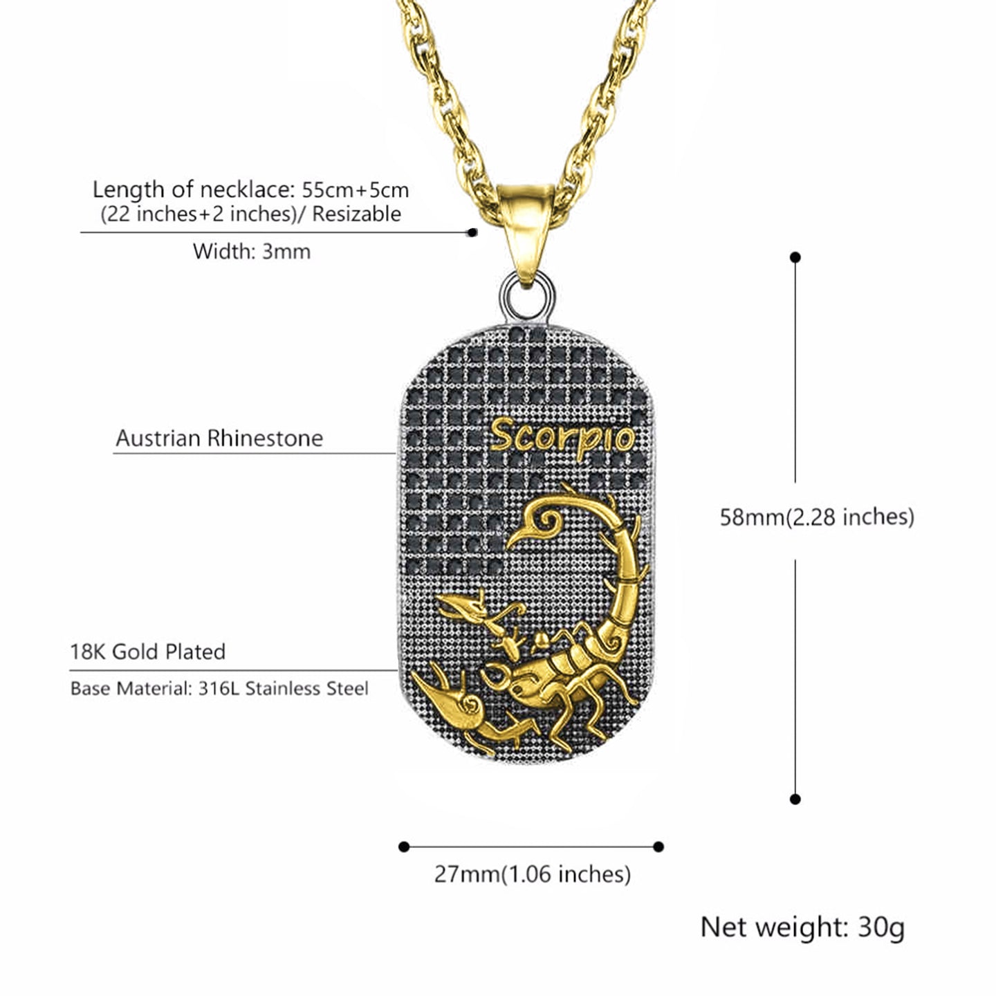 IMPERIAL Scorpio Stainless Steel Chain & Charm | 939032