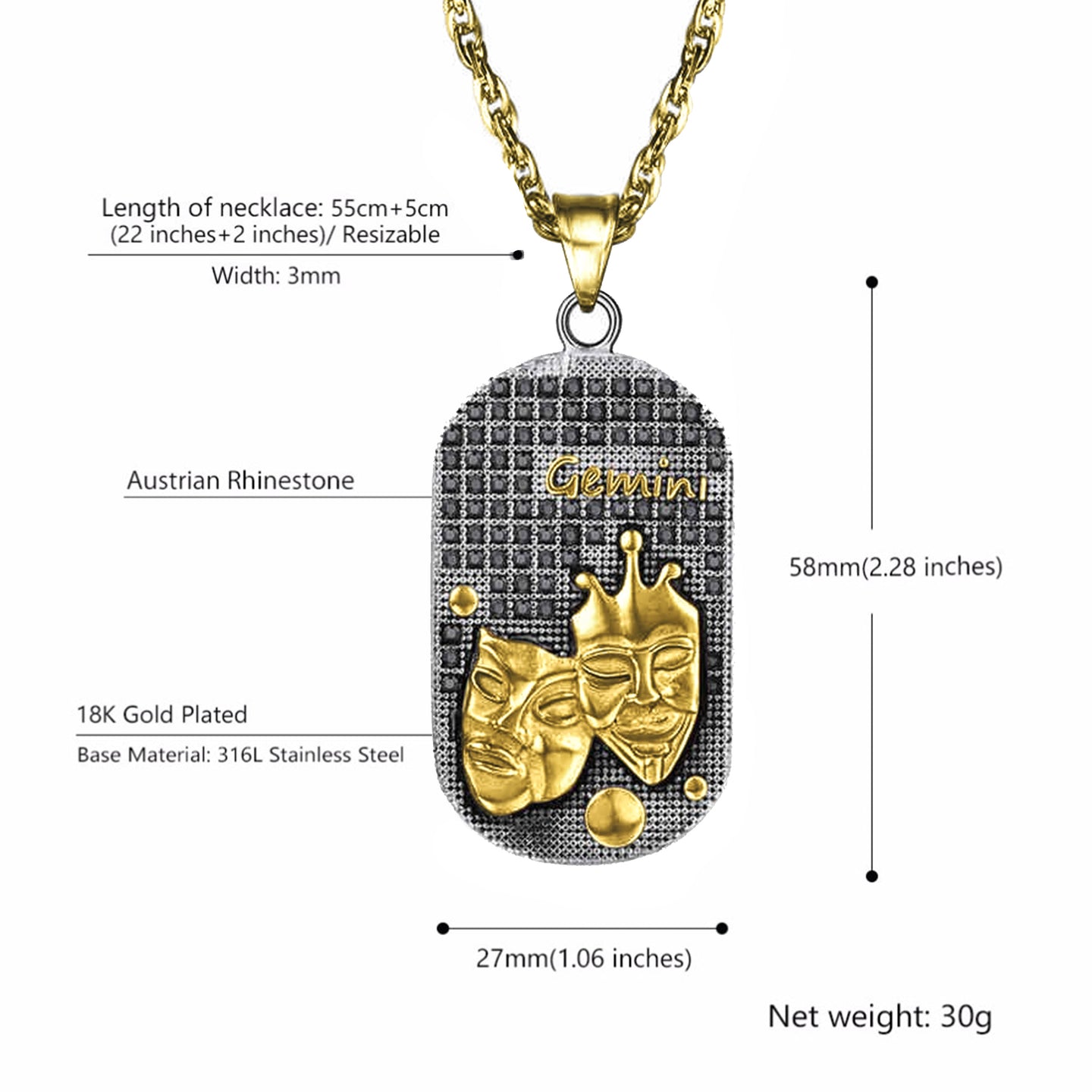 IMPERIAL Gemini Stainless Steel Chain & Charm | 939042