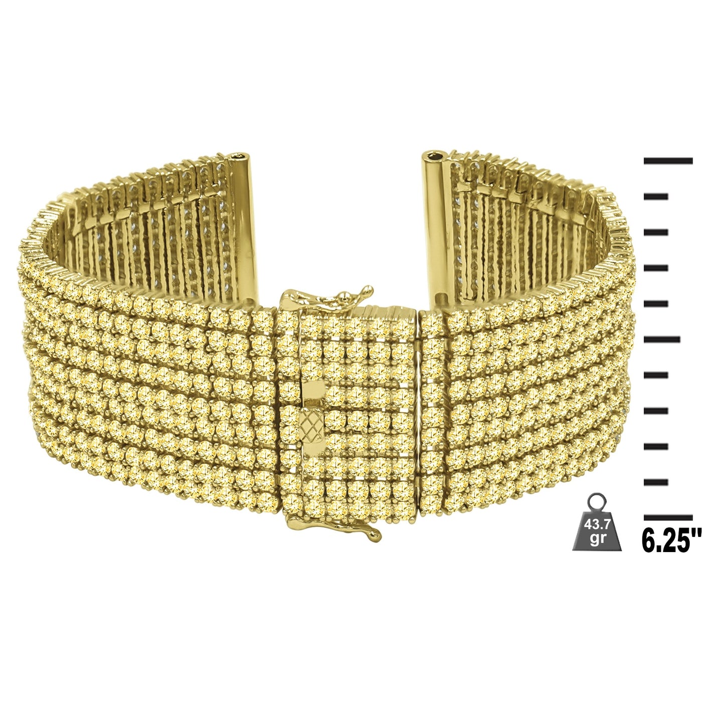 Nine(9) Row 1.5mm Cubic Zirconia 24mm CZ Watch Band-960504