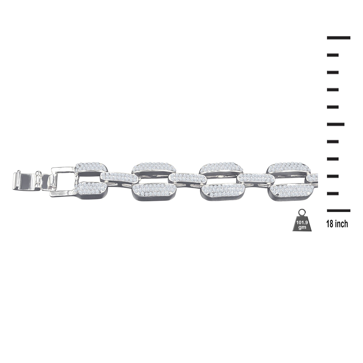 14 MM CURB LINK Silver Color Solid Crystal Chain | 970841