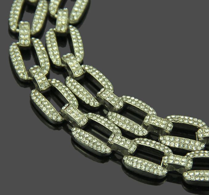 14 MM CURB LINK Silver Color Solid Crystal Chain | 970841