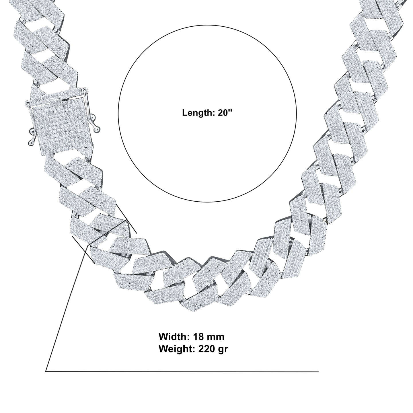 AGLOW 18MM BRASS ICED OUT CHAIN I  963211